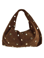 Nana - Borsa Hobo in Suede con Borchie Dorate – Made in Italy