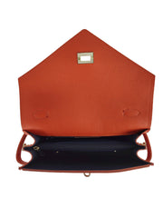 Trina - Borsa Donna in Vera Pelle con Patta Sagomata Tracolla Regolabile