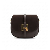 Luni - Borsa a Tracolla Mezzaluna in Vera Pelle Ruga con Patta in Camoscio