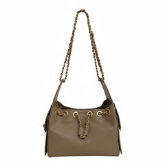 Chloe - Borsa a Spalla Donna in Vera Pelle Made in Italy con Tracolla Regolabile e Tasche Laterali