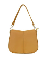 Ellen - Borsa a spalla in vera pelle con tracolla regolabile e dettagli oro