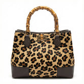 Annalisa - Borsa a Mano in Cavallino e Vera Pelle con Manici in Bambù – Eleganza Artigianale Made in Italy