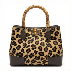 Annalisa - Borsa a Mano in Cavallino e Vera Pelle con Manici in Bambù – Eleganza Artigianale Made in Italy