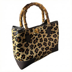 Annalisa - Borsa a Mano in Cavallino e Vera Pelle con Manici in Bambù – Eleganza Artigianale Made in Italy