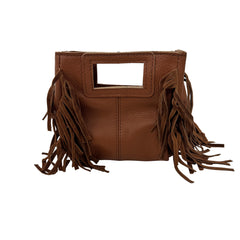 Zoe Mini Pelle - Borsa a Mano in Vera Pelle Martellata con Frange – Made in Italy