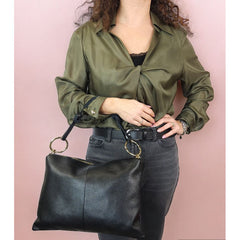 Grace - Borsa Pochette in Vera Pelle Martellata Made in Italy con Tracolla Regolabile