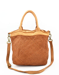 Gloria - Borsa a Mano in Pelle Intrecciata Effetto Vintage