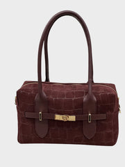 Samira - Borsa Bauletto in Vera Pelle Scamosciata Cocco Made in Italy