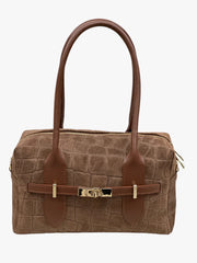 Samira - Borsa Bauletto in Vera Pelle Scamosciata Cocco Made in Italy