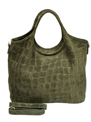 Sally - Borsa Shopper Suede Stampa Cocco Made in Italy