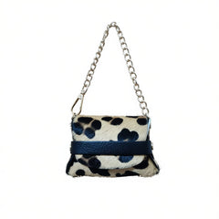 Portamonete in Vera Pelle Animalier con Catena Oro – Mini Borsa 4×10×8.5 cm Made in Italy