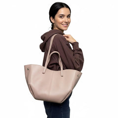 Vera - Double-Shaped Genuine Leather Shoulder Shopping Bag