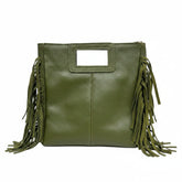 Zoe - Borsa a Mano in Vera Pelle con Frange e Tracolla Regolabile – Made in Italy