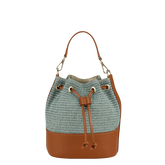 Raffaella - Borsa Secchiello a Mano in Rafia e Vera Pelle Made in Italy