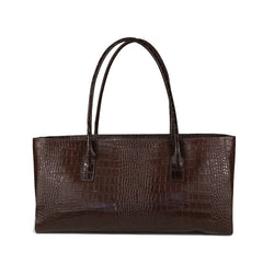 Anne - Borsa a Spalla in Vera Pelle Stampa Coccodrillo Made in Italy