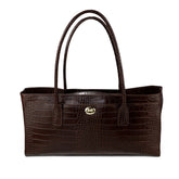 Anne - Borsa a Spalla in Vera Pelle Stampa Coccodrillo Made in Italy