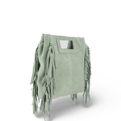 Zoe - Borsa a Mano in Camoscio con Frange e Tracolla Regolabile – Made in Italy