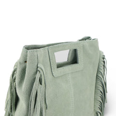 Zoe - Borsa a Mano in Camoscio con Frange e Tracolla Regolabile – Made in Italy