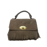 Marzia Piccola Camoscio - Borsa Satchel con Frange in Camoscio - Vera Pelle con Tracolla