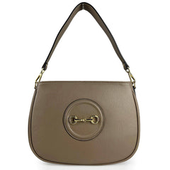 Eve - Genuine Hammered Leather Shoulder Bag with Gold Details Made in Italy