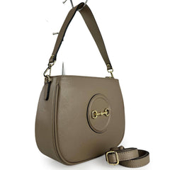 Eve - Genuine Hammered Leather Shoulder Bag with Gold Details Made in Italy