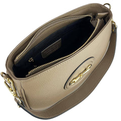 Eve - Genuine Hammered Leather Shoulder Bag with Gold Details Made in Italy