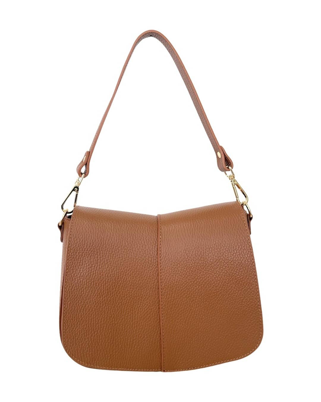 Ellen - Borsa a spalla in vera pelle con tracolla regolabile e dettagli oro