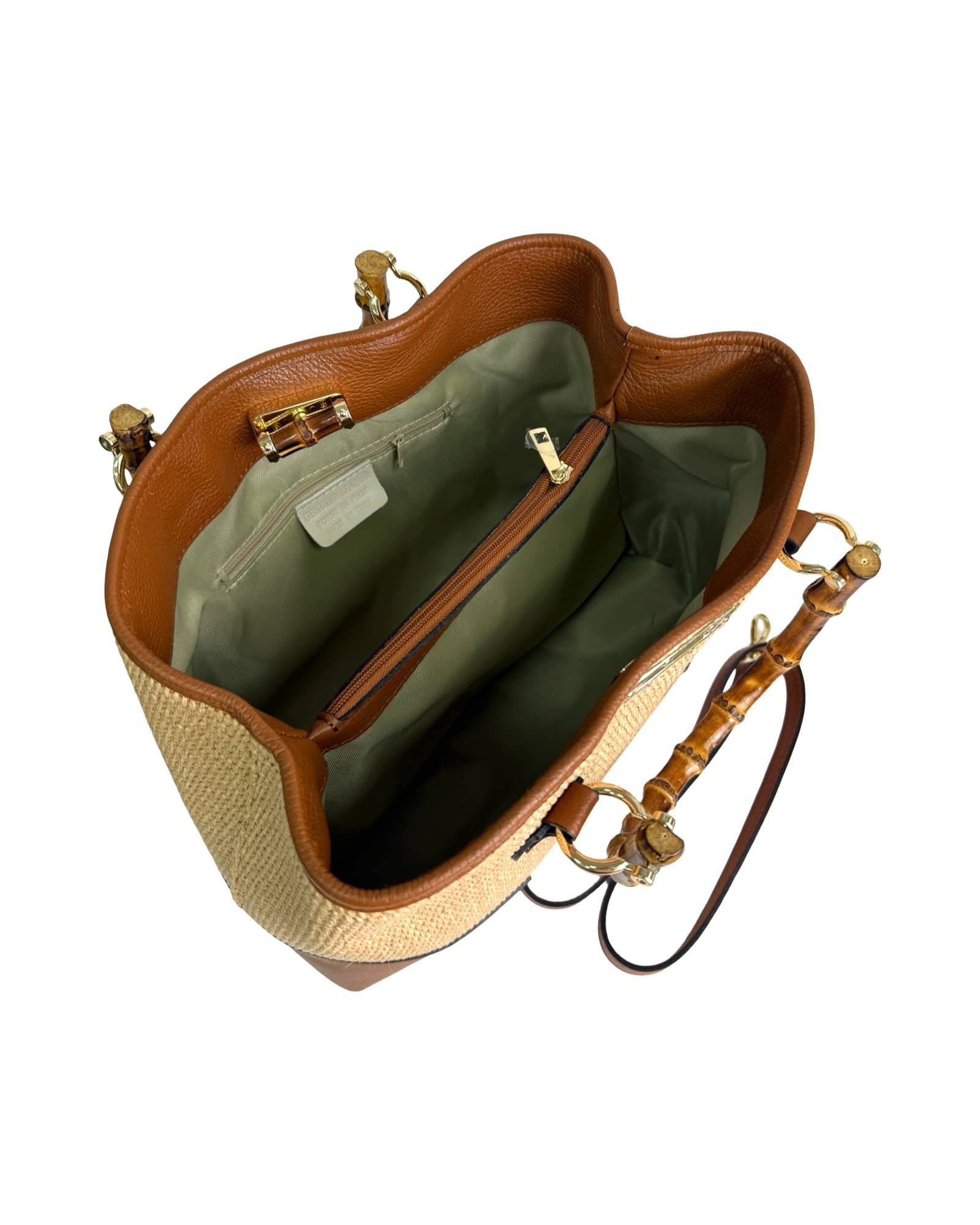 Annalisa - Borsa a Mano in Rafia e Pelle con Manici in Bambù – Eleganza Artigianale Made in Italy