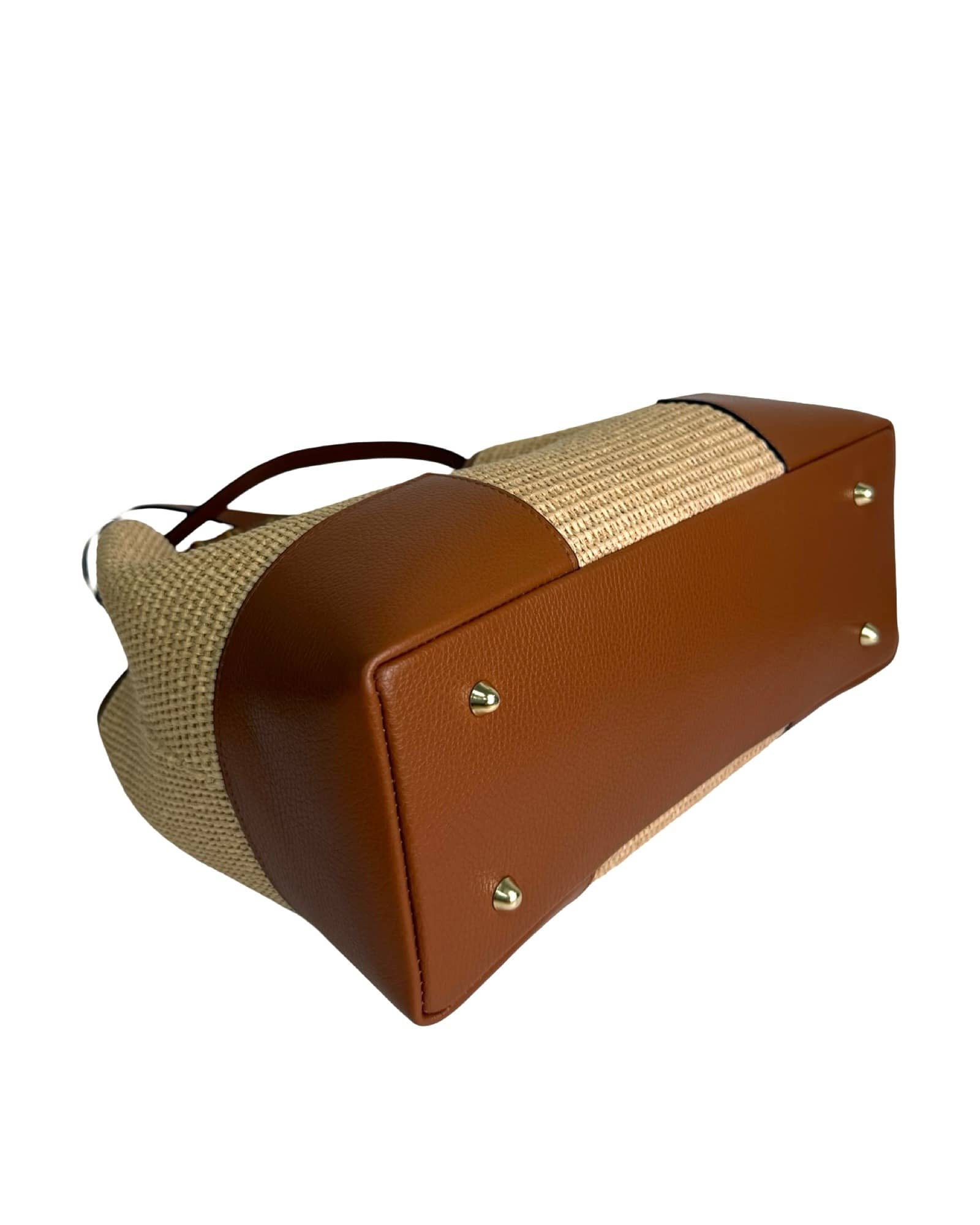 Annalisa - Borsa a Mano in Rafia e Pelle con Manici in Bambù – Eleganza Artigianale Made in Italy