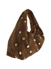 Nana - Borsa Hobo in Suede con Borchie Dorate – Made in Italy