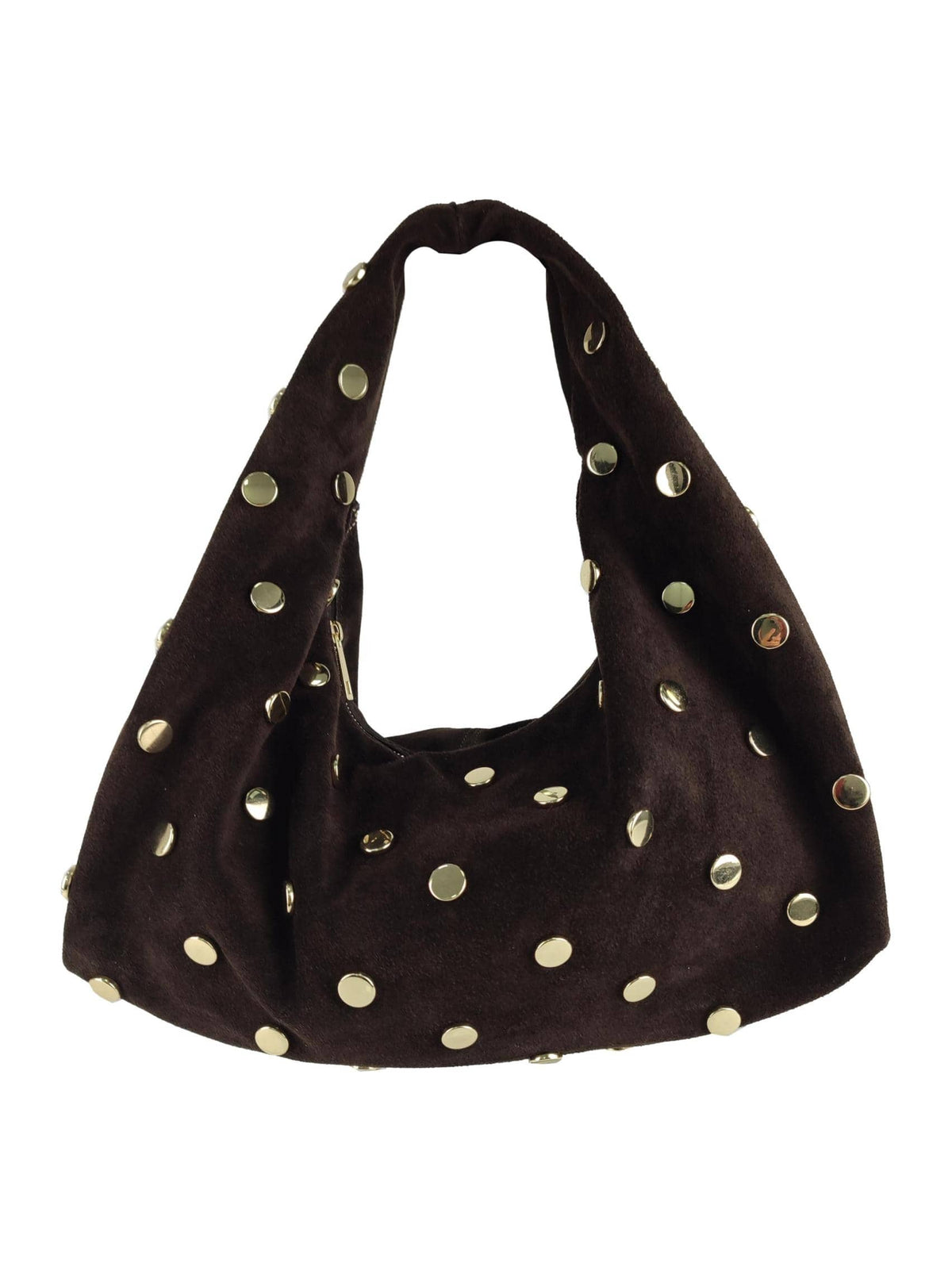 Nana - Borsa Hobo in Suede con Borchie Dorate – Made in Italy