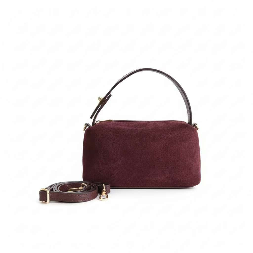 Susy - Borsa a Spalla e Tracolla Donna in Camoscio con Dettagli in Pelle