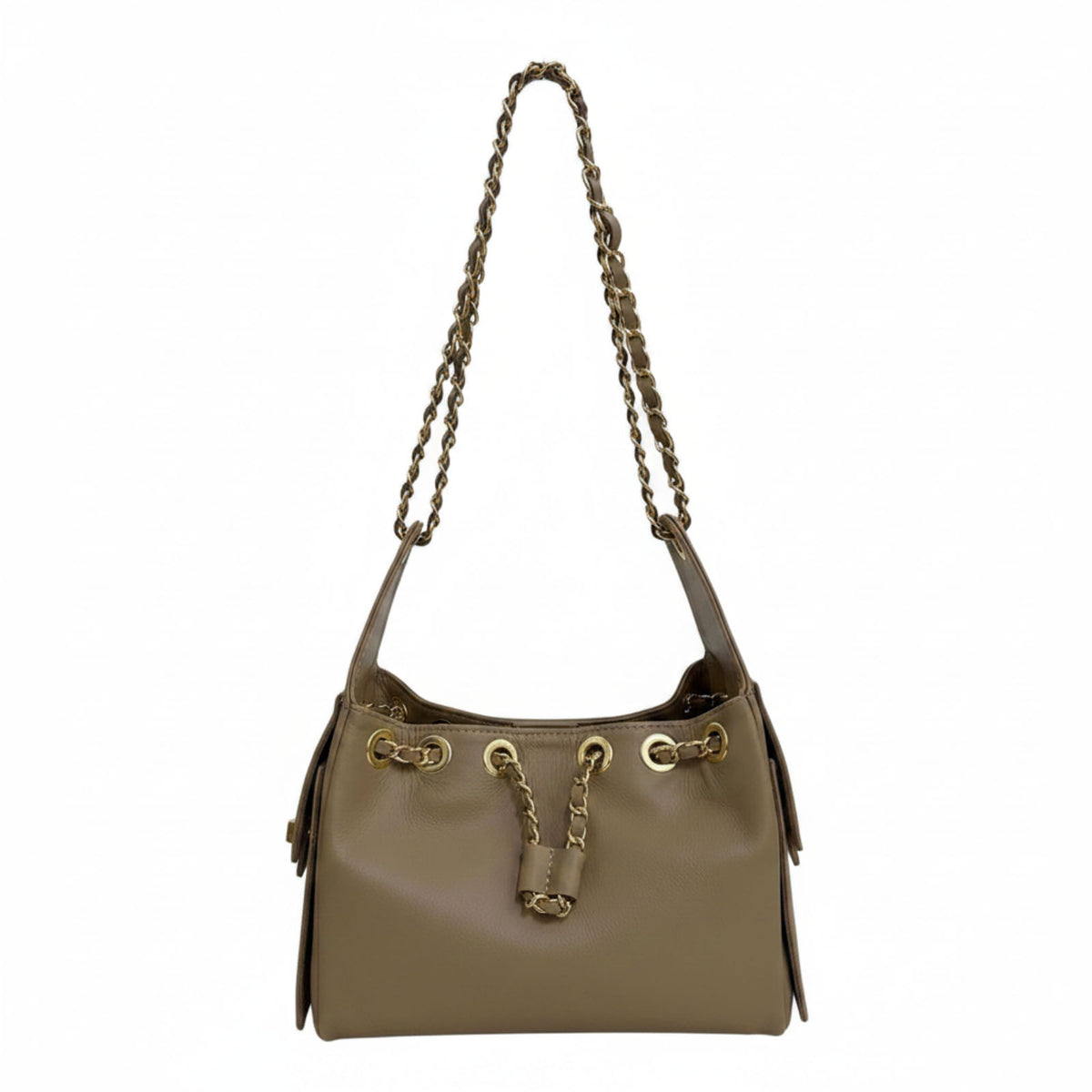 Chloe - Borsa a Spalla Donna in Vera Pelle Made in Italy con Tracolla Regolabile e Tasche Laterali
