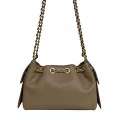 Chloe - Borsa a Spalla Donna in Vera Pelle Made in Italy con Tracolla Regolabile e Tasche Laterali