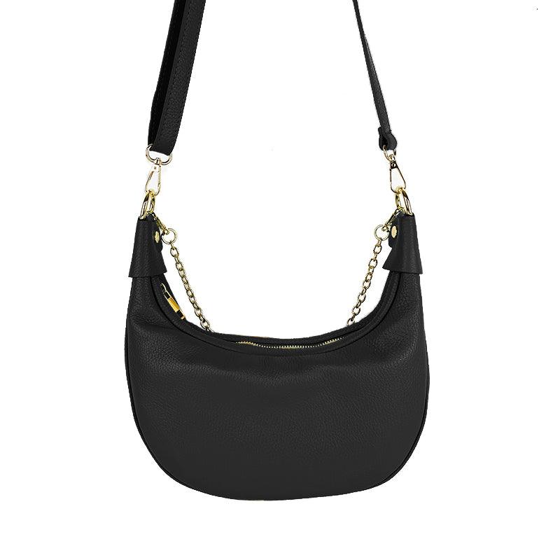 Lulù Borsa a Spalla/Tracolla Mezzaluna in Pelle Nero