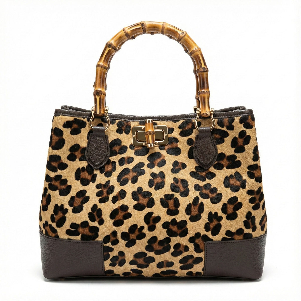 Annalisa - Borsa a Mano in Cavallino e Vera Pelle con Manici in Bambù – Eleganza Artigianale Made in Italy