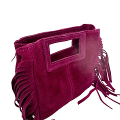 Zoe Mini - Borsa a Mano in Camoscio con Frange e Tracolla Regolabile – Made in Italy