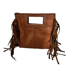 Zoe Mini Pelle - Borsa a Mano in Vera Pelle Martellata con Frange – Made in Italy