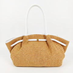 Summer - Woven Raffia Handbag with Leather Details – Large and Versatile