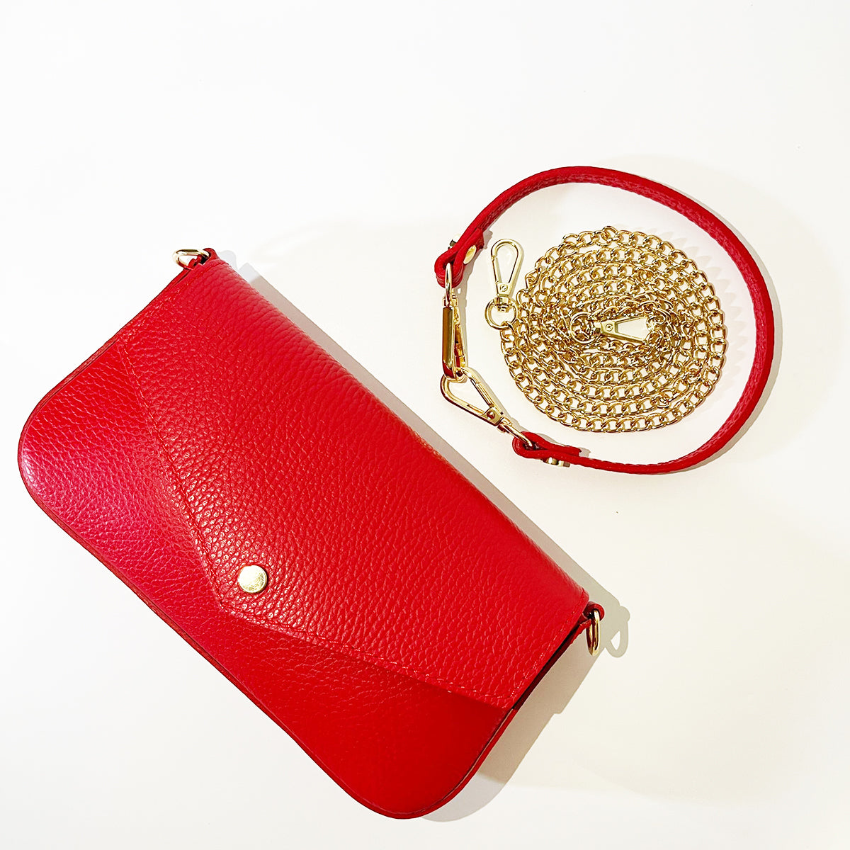 Elly - Borsa Pochette in Vera Pelle Made in Italy – Tracolla Corta e Catena Lunga Removibili