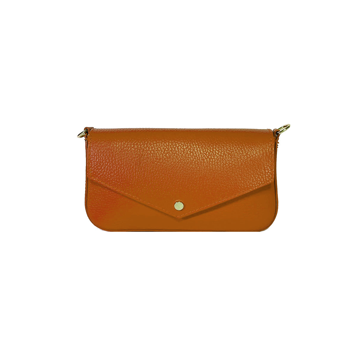 Elly - Genuine Leather Clutch Bag Made in Italy – Removable Short Shoulder Strap and Long Chain