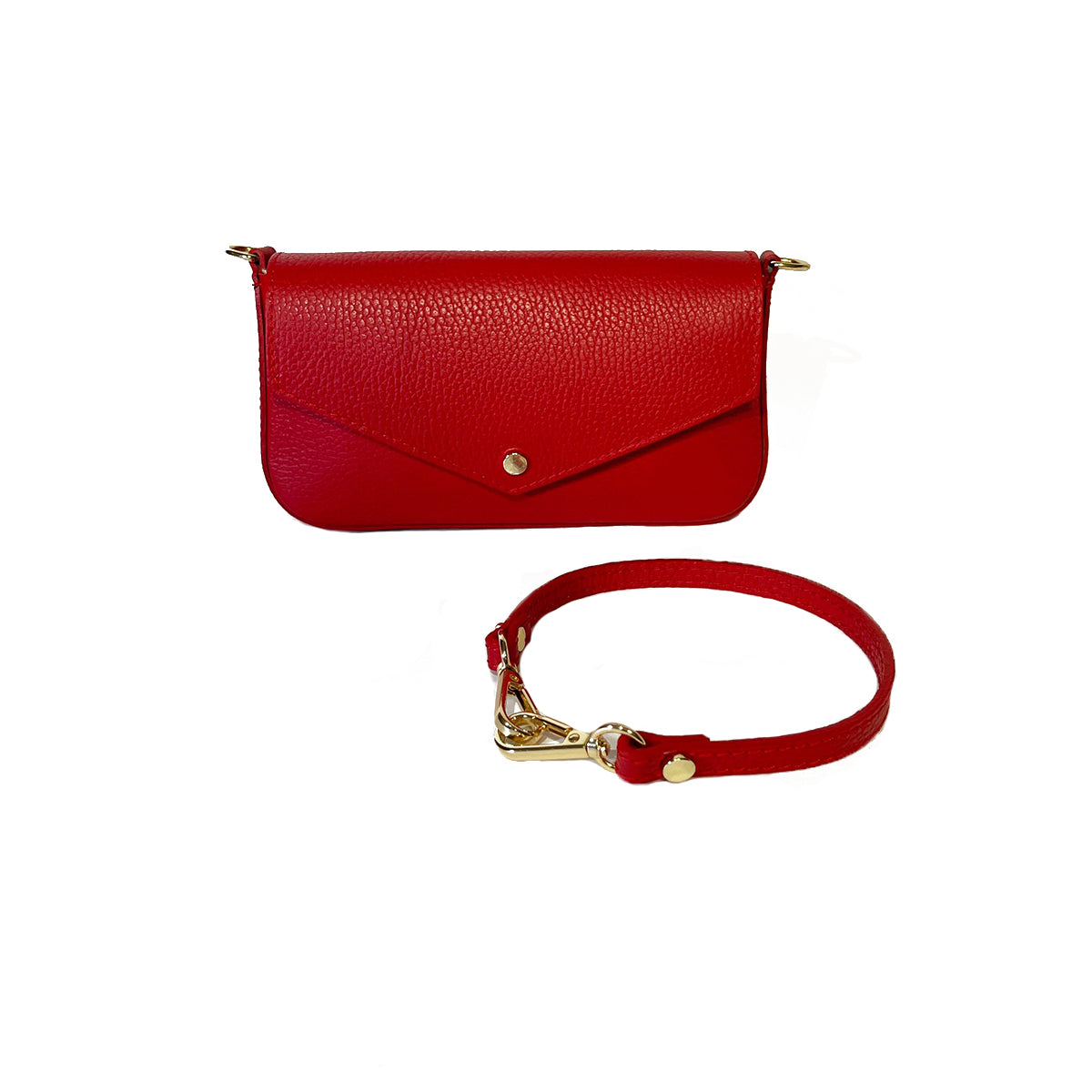 Elly - Borsa Pochette in Vera Pelle Made in Italy – Tracolla Corta e Catena Lunga Removibili