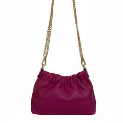 Kate - Borsa Pouch in Vera Pelle Martellata con Tracolla a Catena – Made in Italy