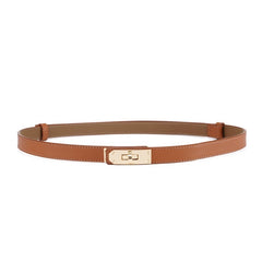 Altea - Cintura Donna Sottile in Vera Pelle Regolabile – Elegante con Chiusura Rotante in Metallo Dorato | Made in Italy