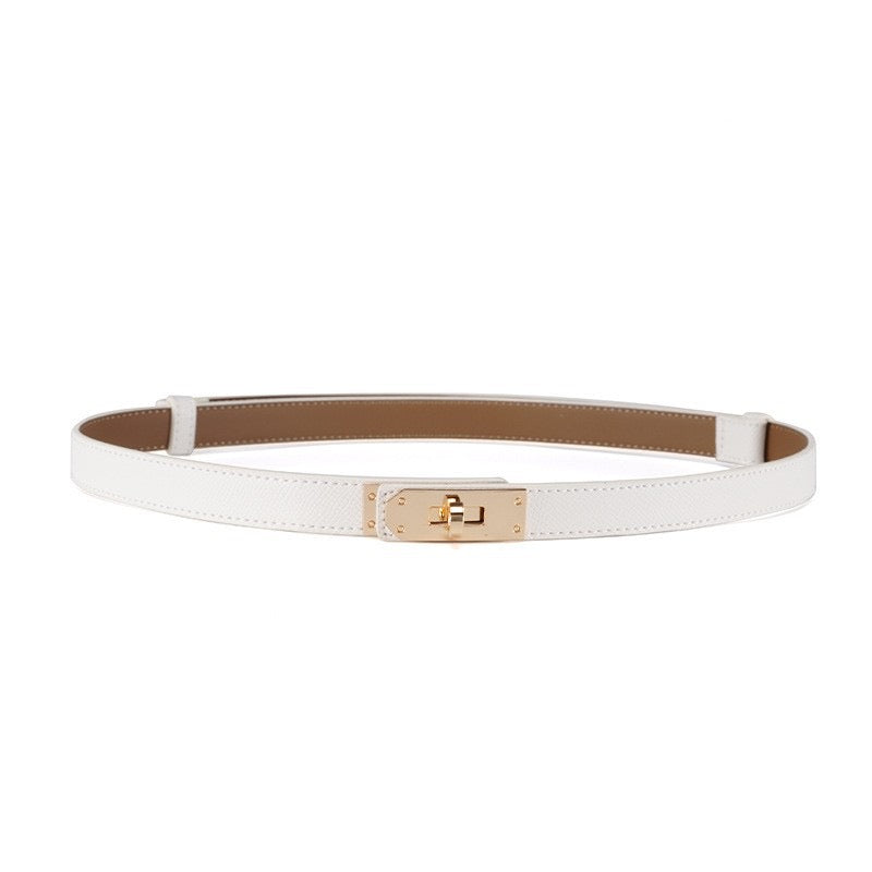 Altea - Cintura Donna Sottile in Vera Pelle Regolabile – Elegante con Chiusura Rotante in Metallo Dorato | Made in Italy