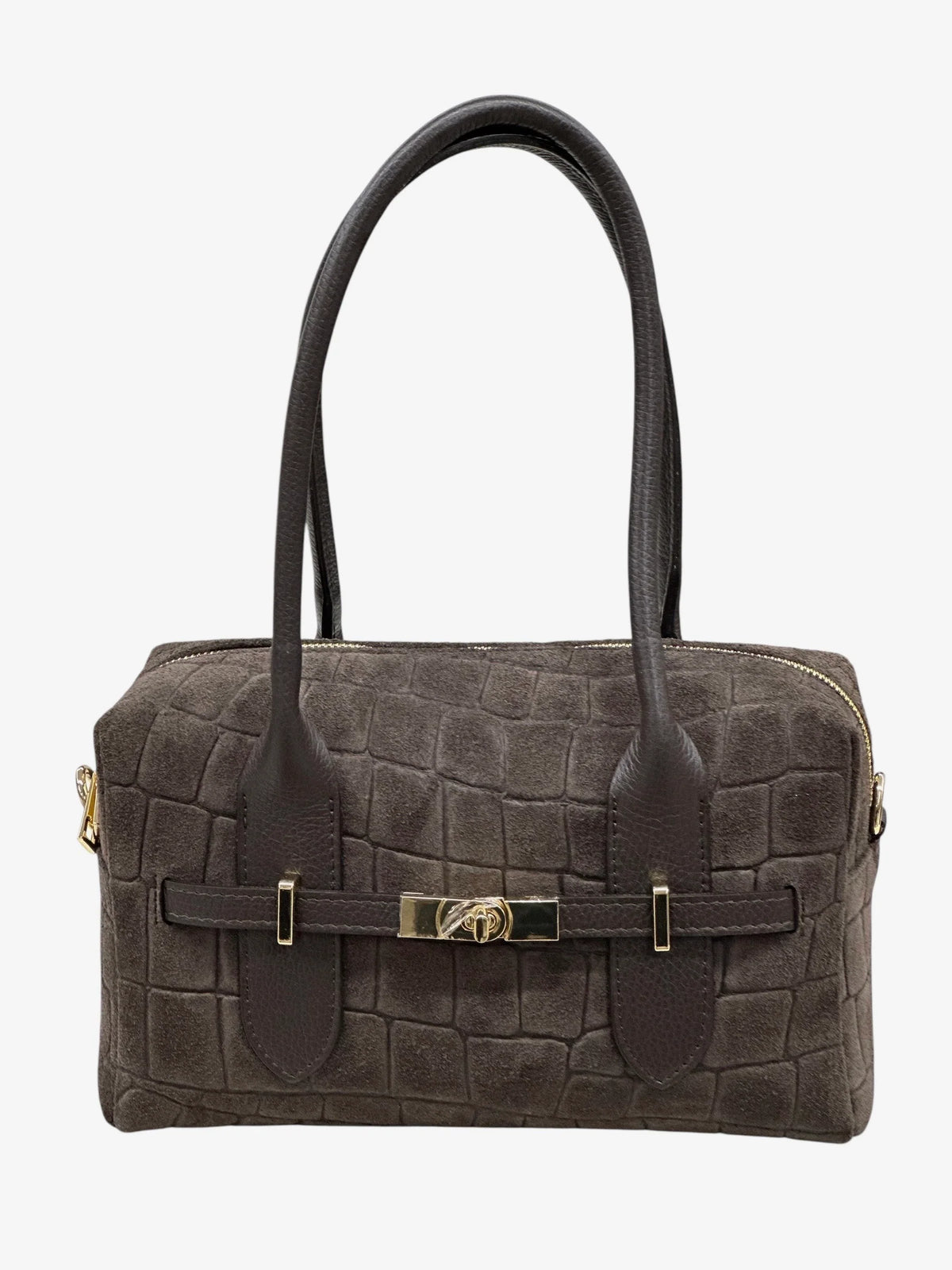Samira - Borsa Bauletto in Vera Pelle Scamosciata Cocco Made in Italy