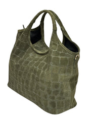 Sally - Borsa Shopper Suede Stampa Cocco Made in Italy