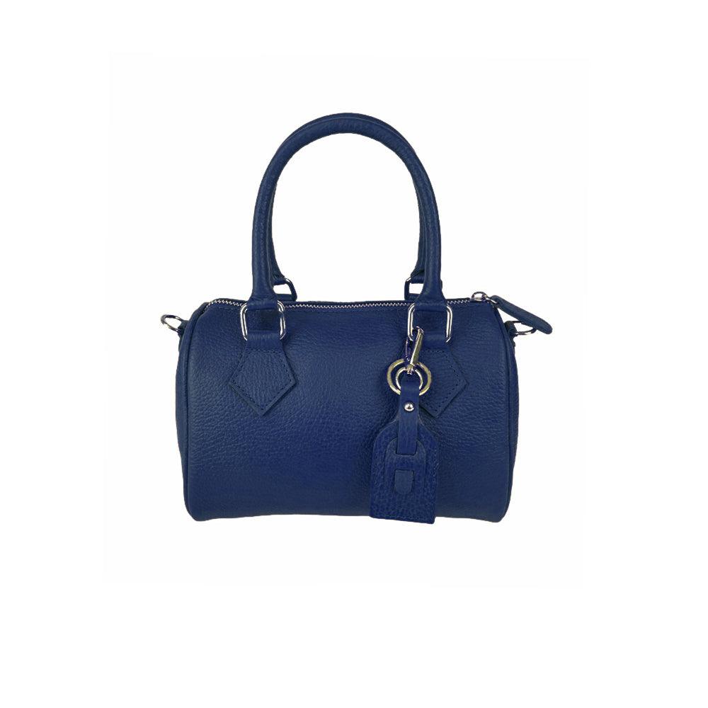 Carla - Genuine Leather Mini Bauletto Handbag with Leather Pendant