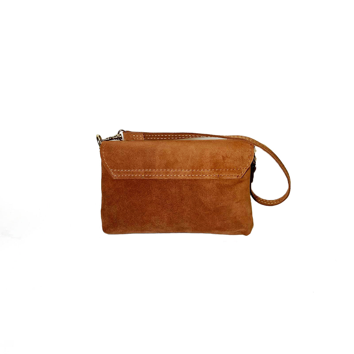 Annie - Mini Borsa a Spalla in Pelle Camoscio Made in Italy con Chiusura Turnlock Bambù
