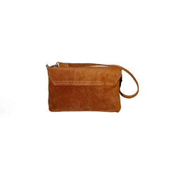 Annie - Mini Borsa a Spalla in Pelle Camoscio Made in Italy con Chiusura Turnlock Bambù